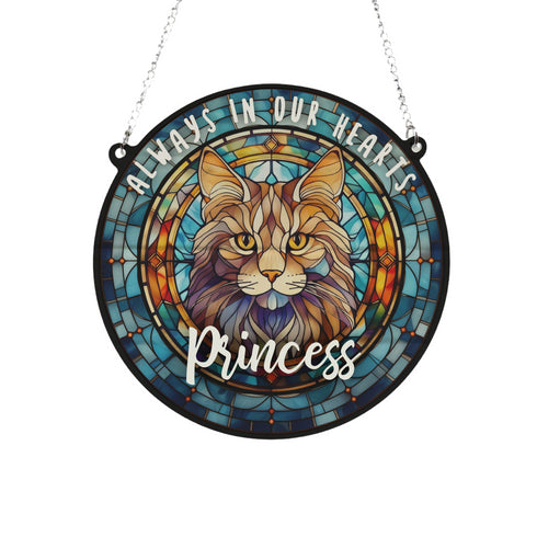 Cat Maine Coon Memorial Stained Glass Effect Suncatcher